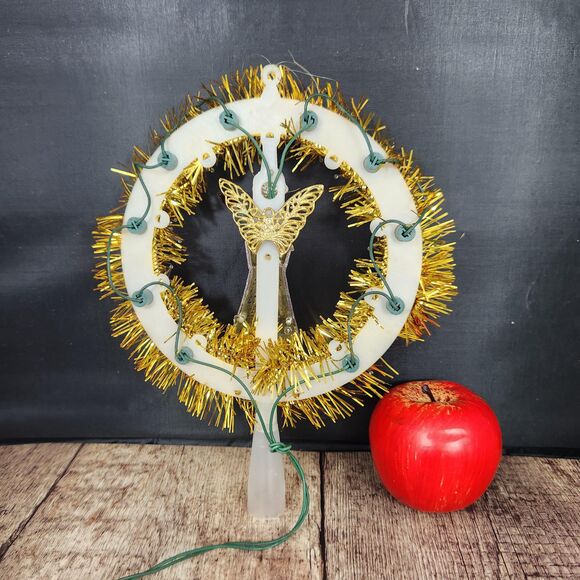 Vtg Gold Angel Christmas Tree Topper Light Up Yule Star Mid Century WORKS Taiwan - Picture 2 of 7